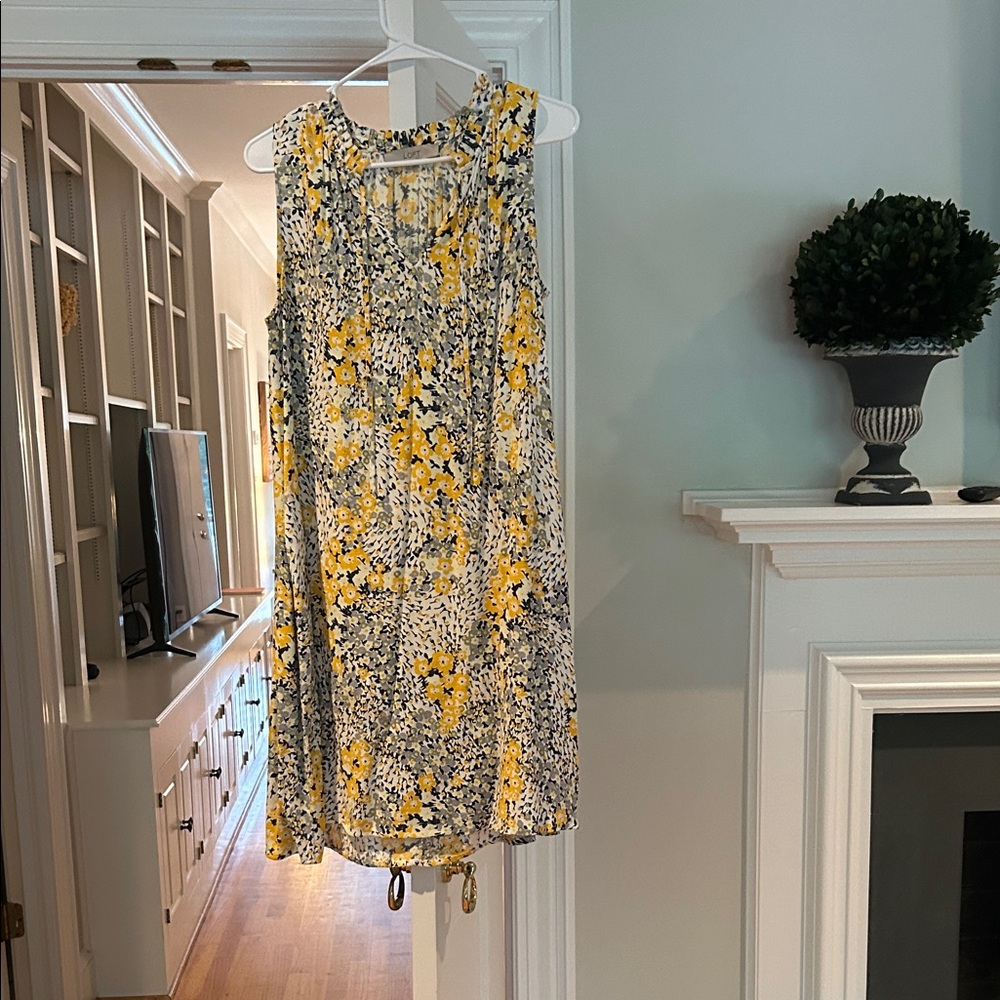 LOFT Floral Mini Dress in Yellow and Black